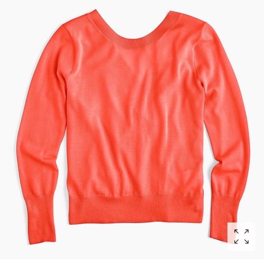 Wrapped back pullover in merino wool